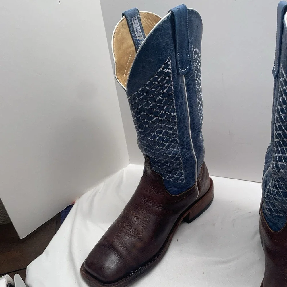 Anderson Bean Men's Cowboy Boots Size 10.5 Square Toe Mike Tyson Bison Blue Lava